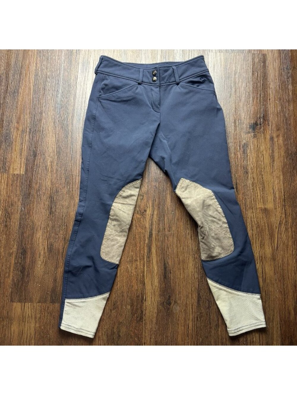 RJ Classics Gulf Front Zip Riding Pants Knee Patch Breech Navy Women’s Size 24R